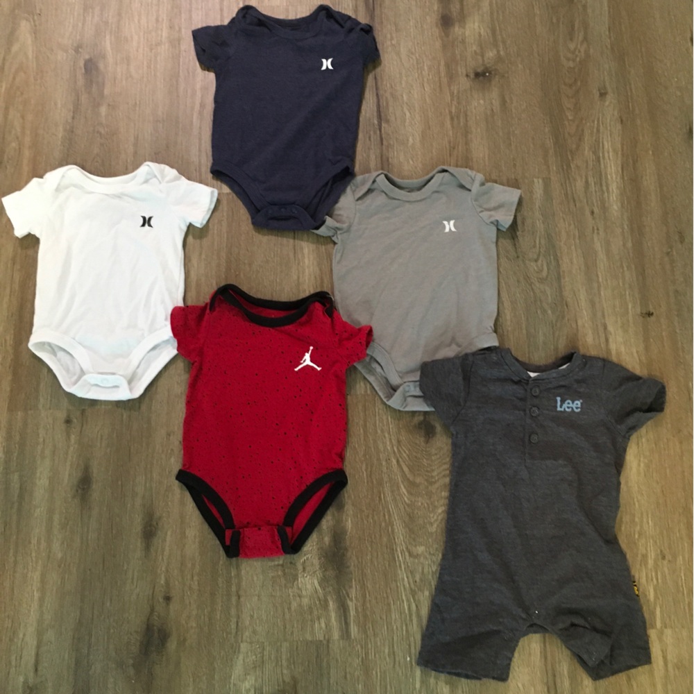 Assorted Baby Onesies - Red, White, Gray, and Black